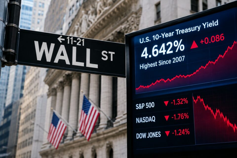 Wall Street Slides as Treasury Yields Climb to Highest Level Since 2007